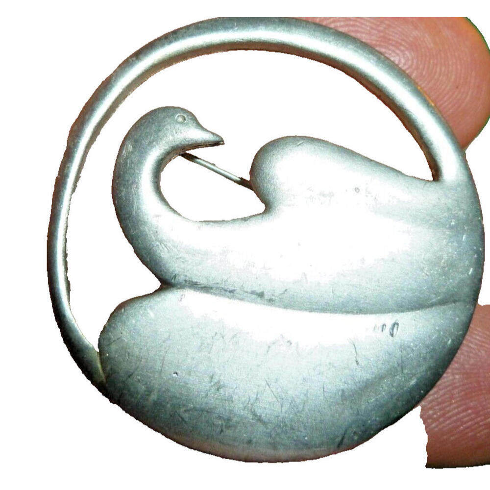 Vintage Ken‎ Kantro Marked Pewter Pin Brooch